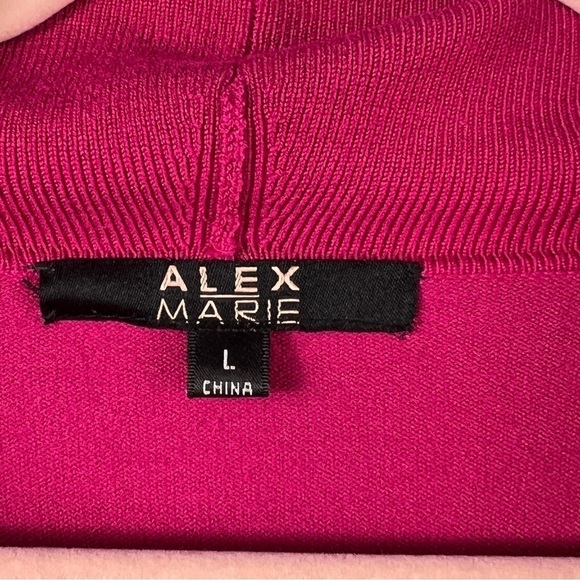 Alex Marie Sweater Fuchsia Silk blend short Sleeve Cowl Neck Women's Size Large - Picture 4 of 9